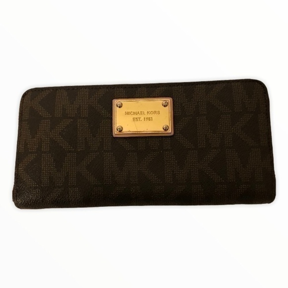 MICHAEL KORS signature monogram mk zipper wallet